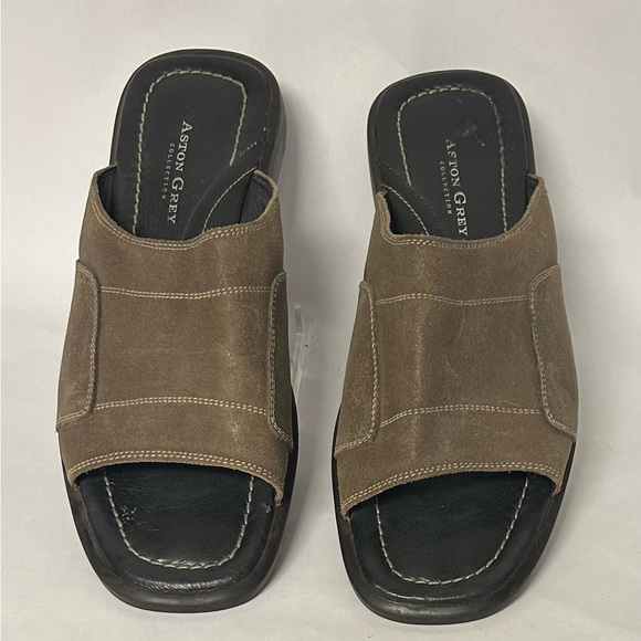 Aston Grey Collection Mule Tan Leather Mirage 8224 Sandals Men's Size 10 - Picture 1 of 9